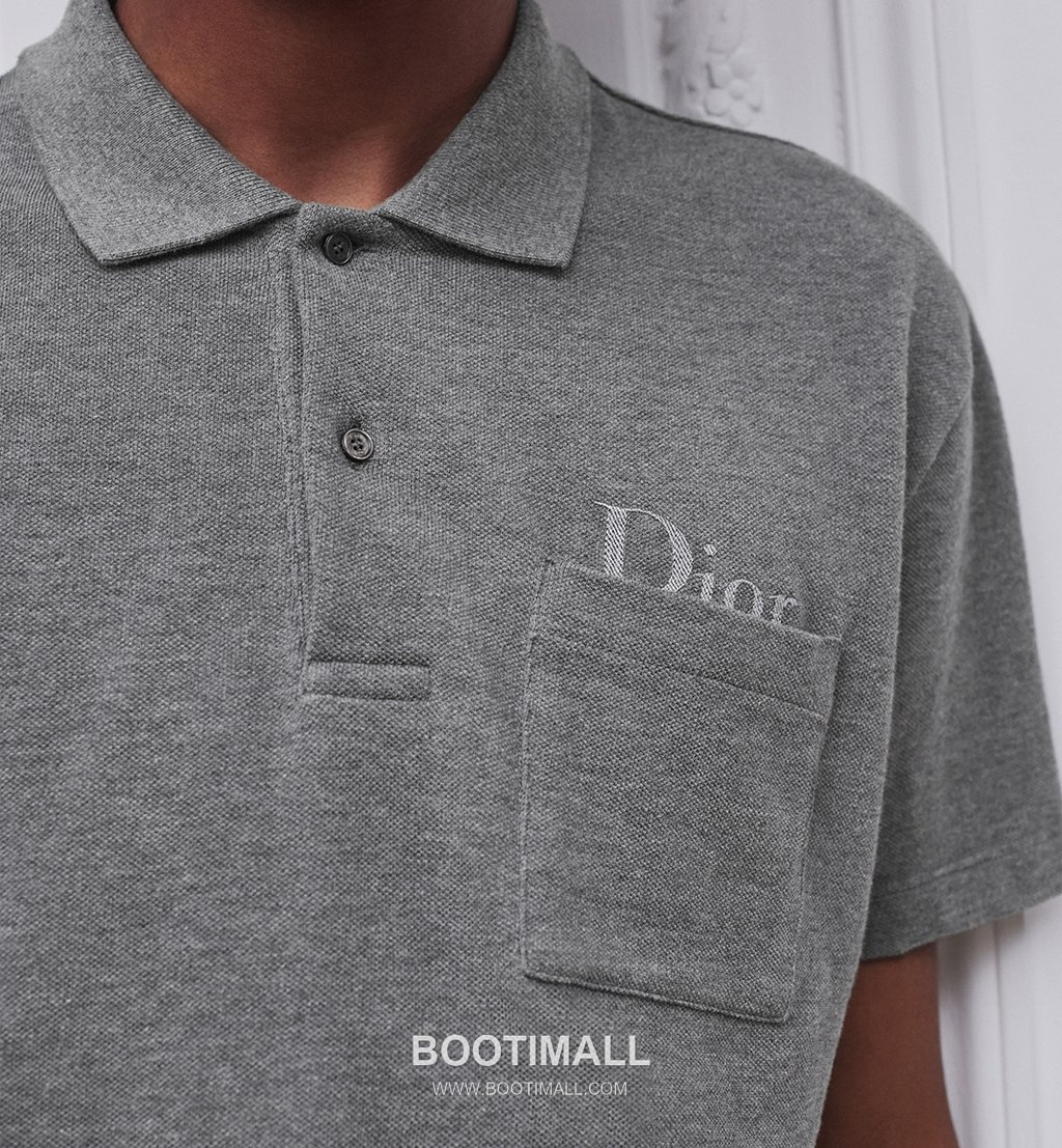 Dior Embroidered Polo Shirt Cotton Pique Grey 디올 자수 폴로 셔츠 코튼 피케 그레이 4