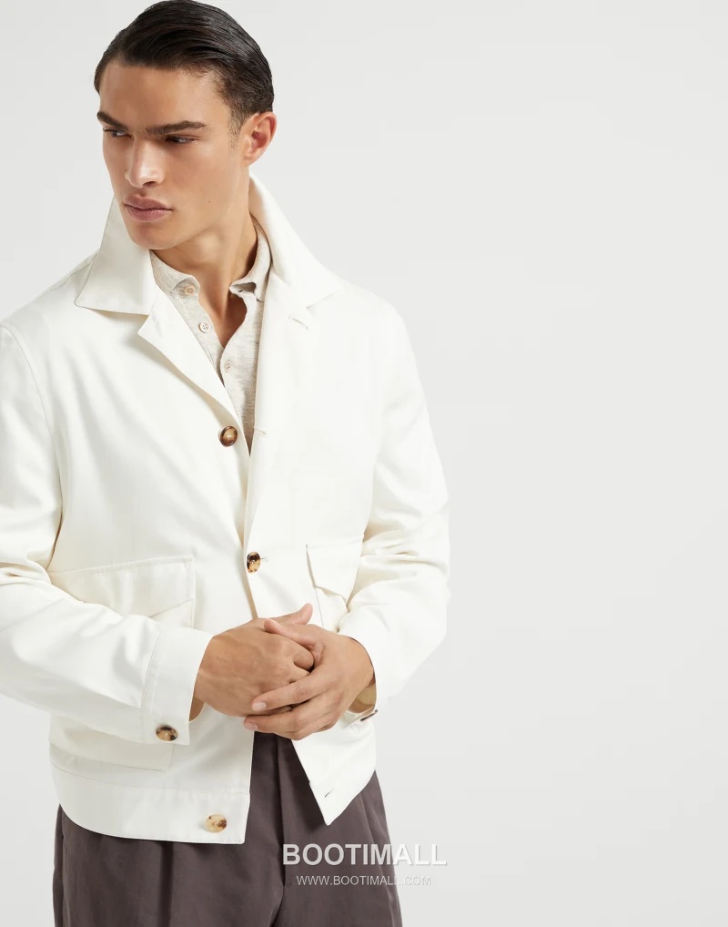 Brunello Cucinelli Washed Silk Twill Jacket Silk White 브루넬로 쿠치넬리 워시드 실크 트윌 자켓 실크 화이트 1
