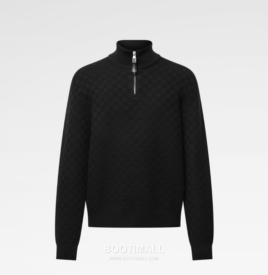 Louis Vuitton Damier Half-Zip Sweater Black 루이비통 다미에 하프집 스웨터 블랙 1