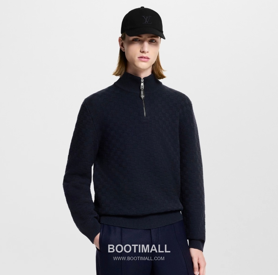Louis Vuitton Damier Half-Zip Sweater Black 루이비통 다미에 하프집 스웨터 블랙 2