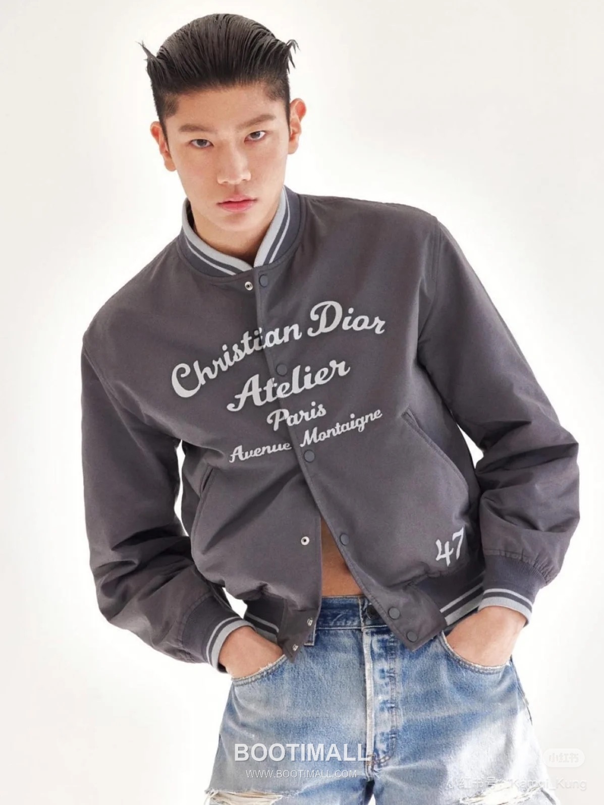Dior CD Logo Baseball Jacket Cotton Blend Beige 디올 CD 로고 베이스볼 자켓 코튼 혼방 베이지 1