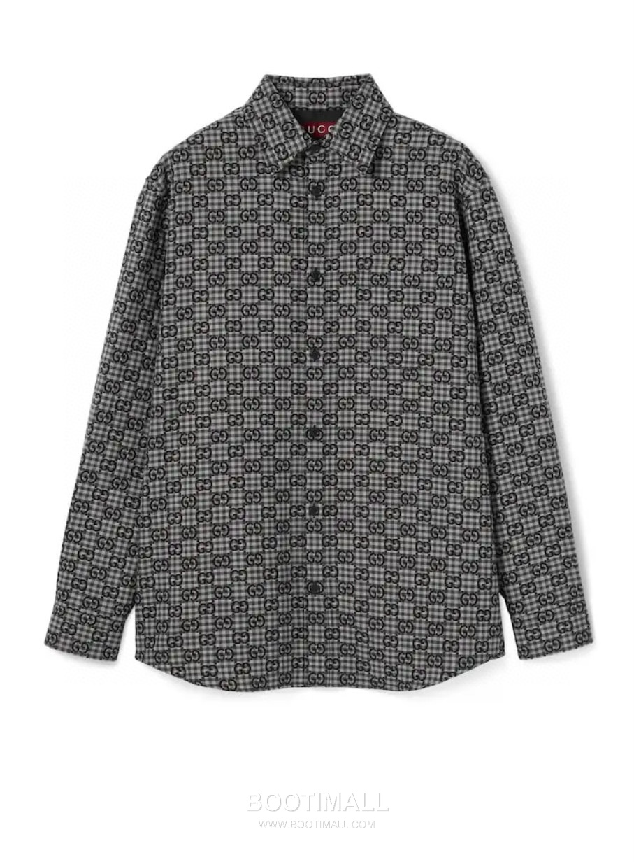 Gucci GG Jacquard Shirt Cotton Wool Blend Black 구찌 GG 자카드 셔츠 코튼 울 혼방 블랙 1