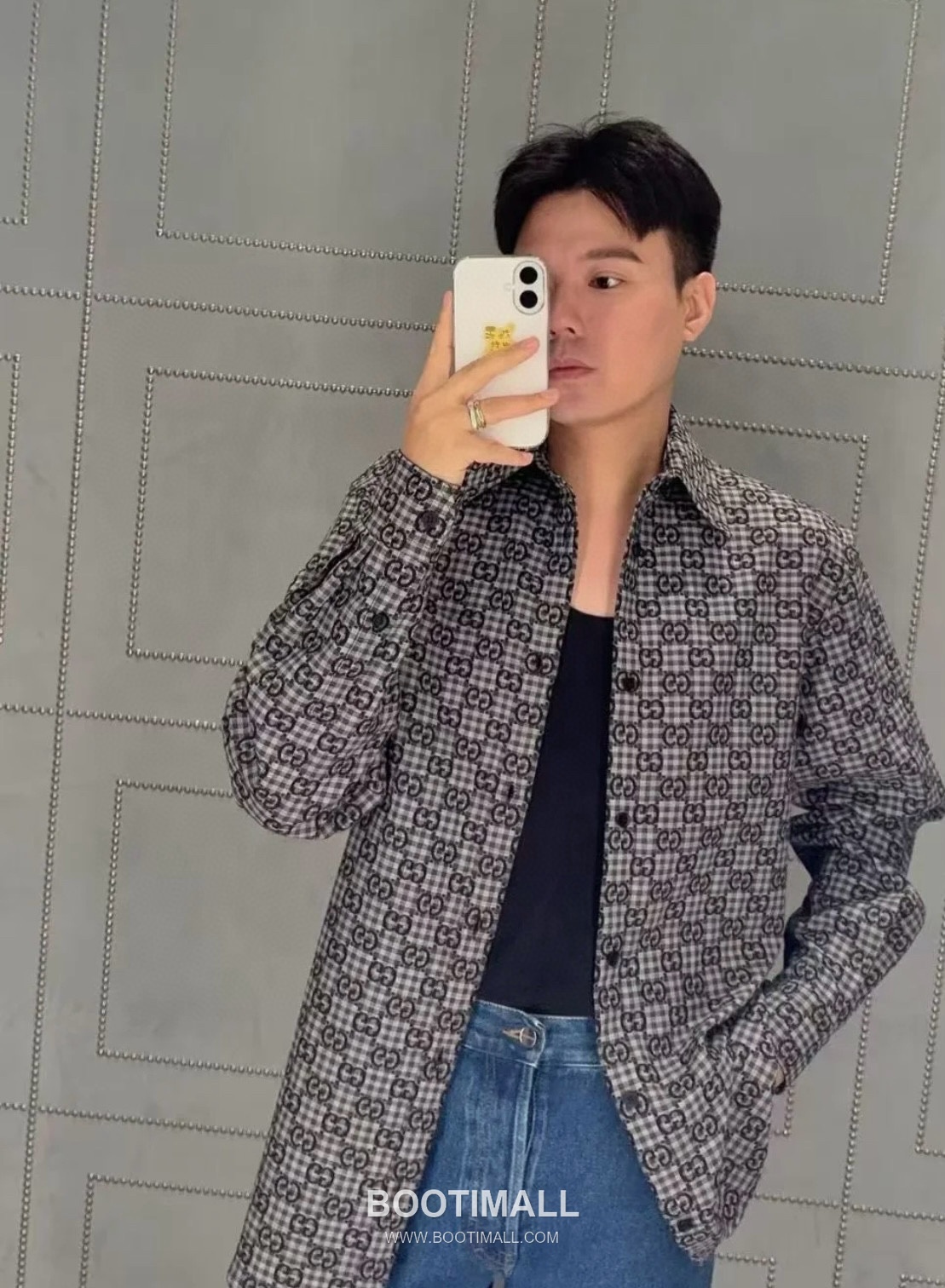 Gucci GG Jacquard Shirt Cotton Wool Blend Black 구찌 GG 자카드 셔츠 코튼 울 혼방 블랙 2