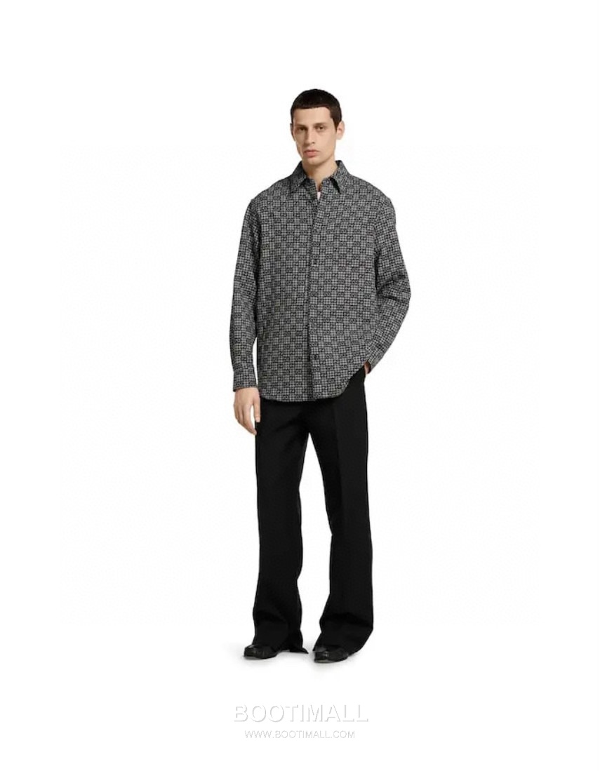 Gucci GG Jacquard Shirt Cotton Wool Blend Black 구찌 GG 자카드 셔츠 코튼 울 혼방 블랙 4