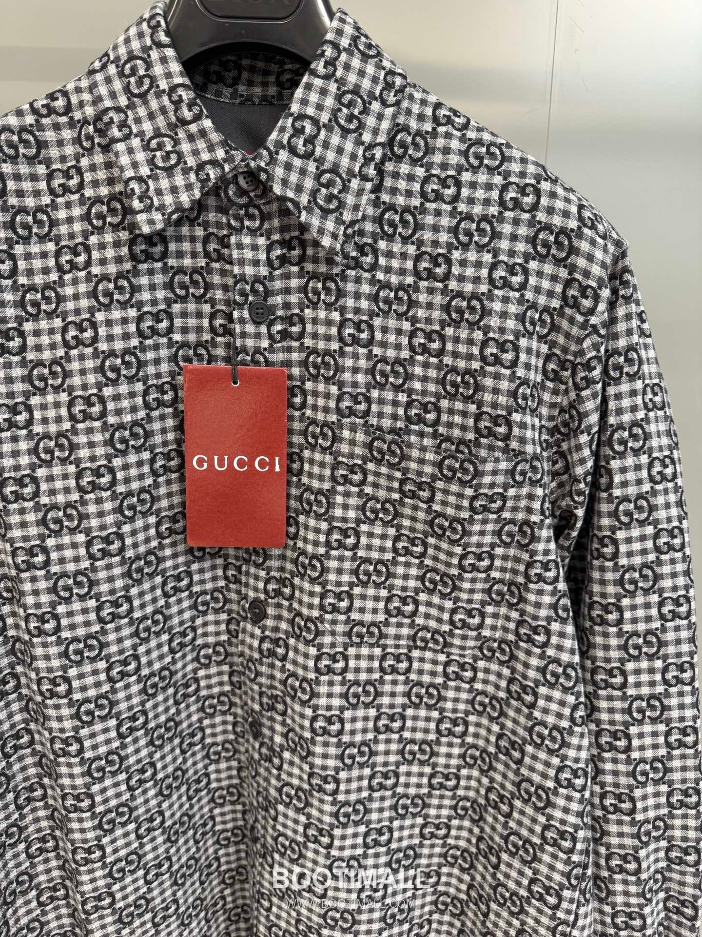 Gucci GG Jacquard Shirt Cotton Wool Blend Black 구찌 GG 자카드 셔츠 코튼 울 혼방 블랙 7