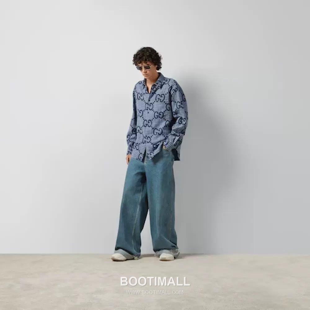 Gucci GG Check Shirt Cotton Blue 구찌 GG 체크 셔츠 코튼 블루 2