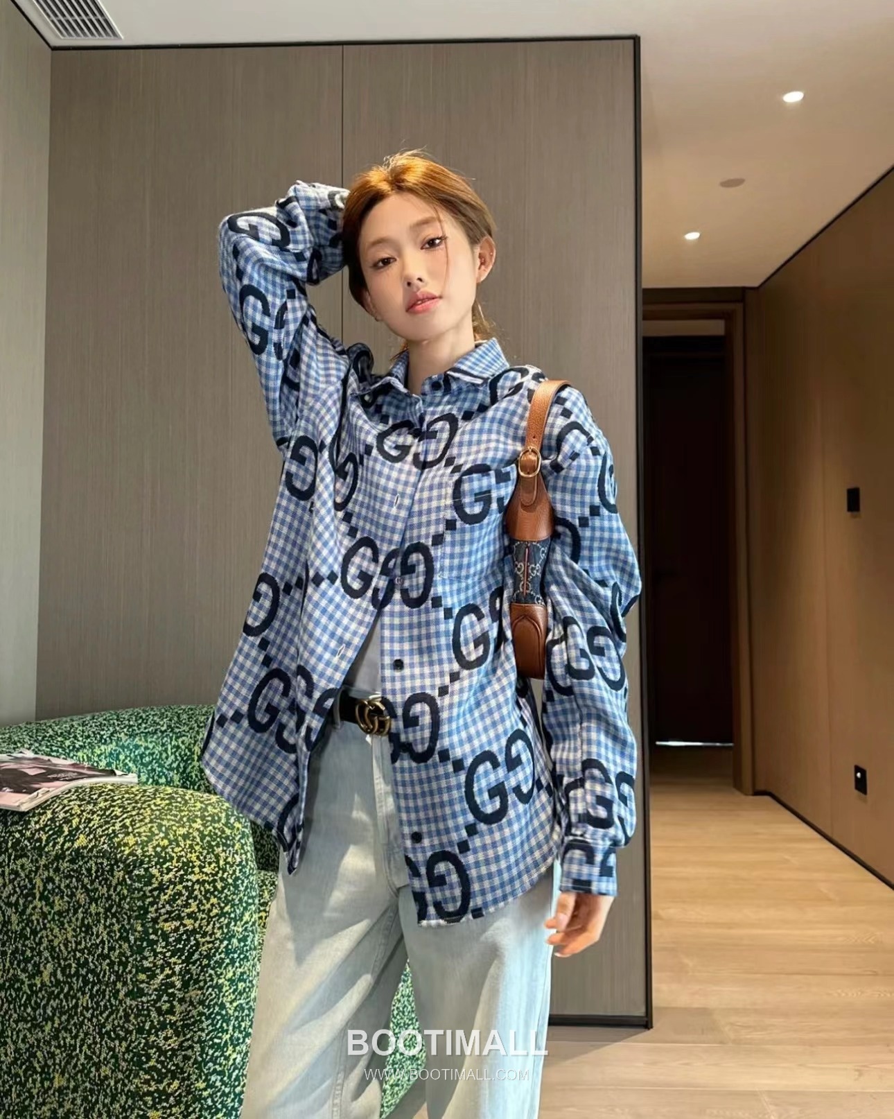 Gucci GG Check Shirt Cotton Blue 구찌 GG 체크 셔츠 코튼 블루 4