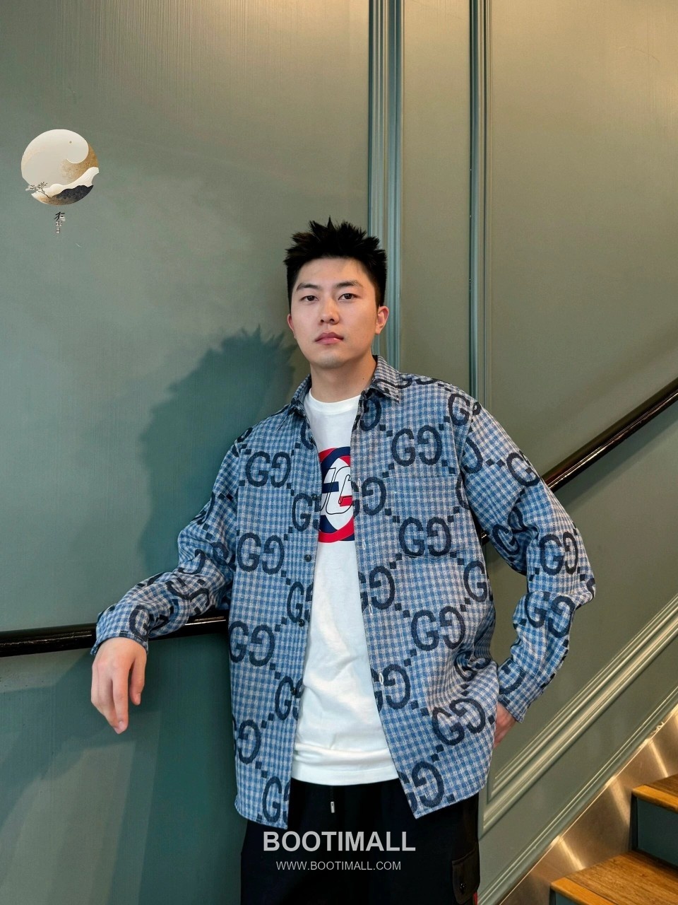 Gucci GG Check Shirt Cotton Blue 구찌 GG 체크 셔츠 코튼 블루 6