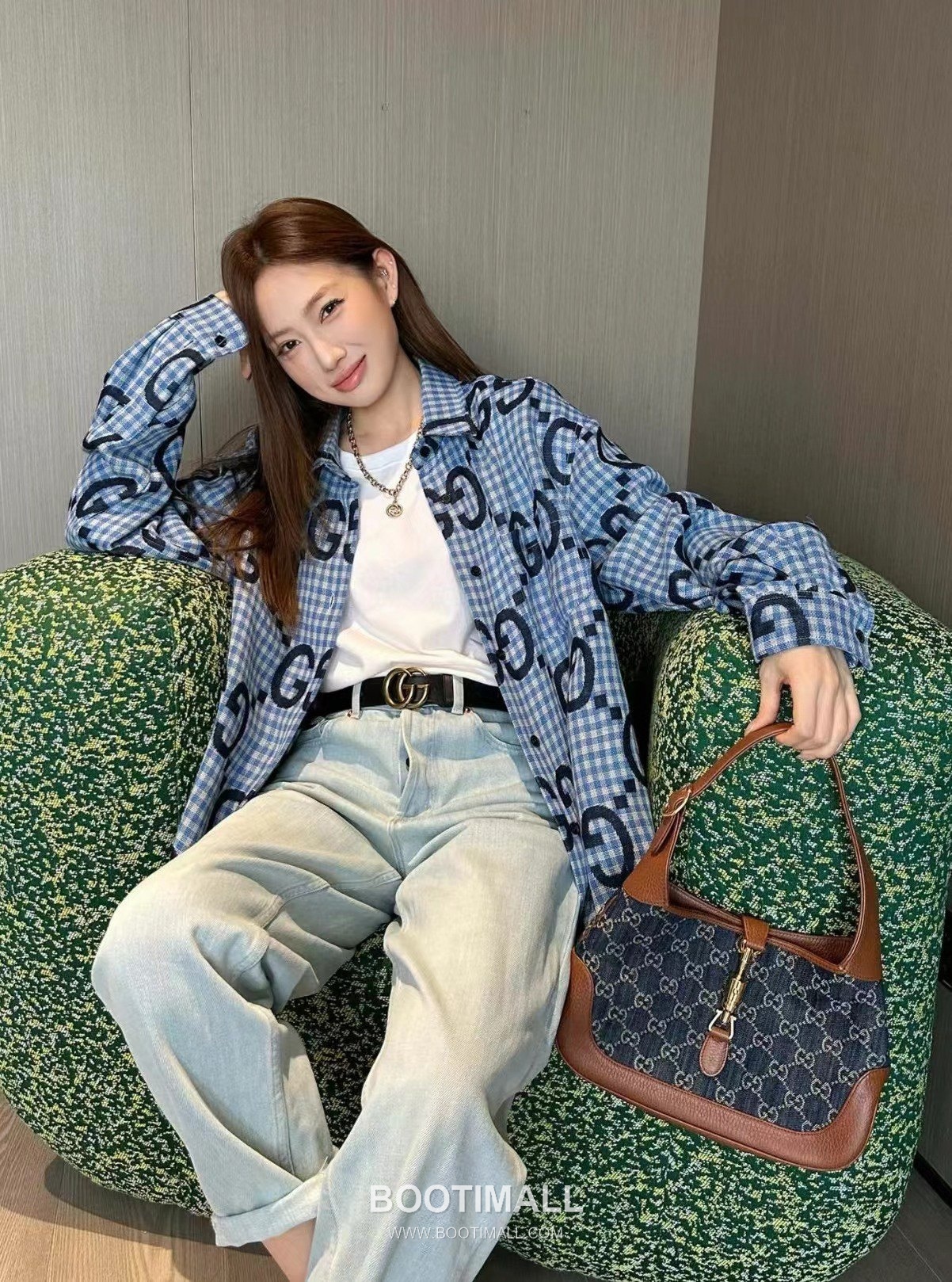 Gucci GG Check Shirt Cotton Blue 구찌 GG 체크 셔츠 코튼 블루 9