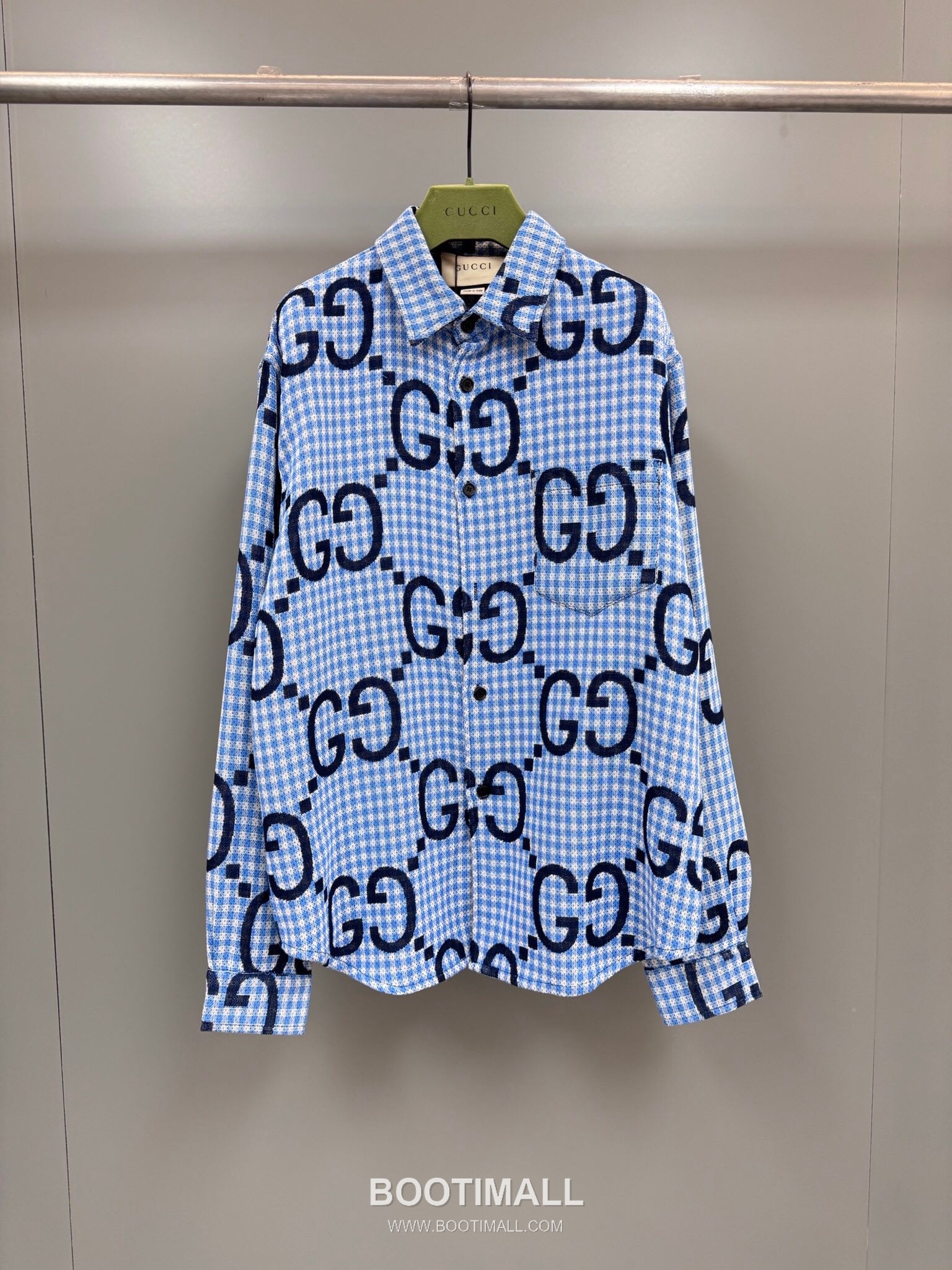Gucci GG Check Shirt Cotton Blue 구찌 GG 체크 셔츠 코튼 블루 10