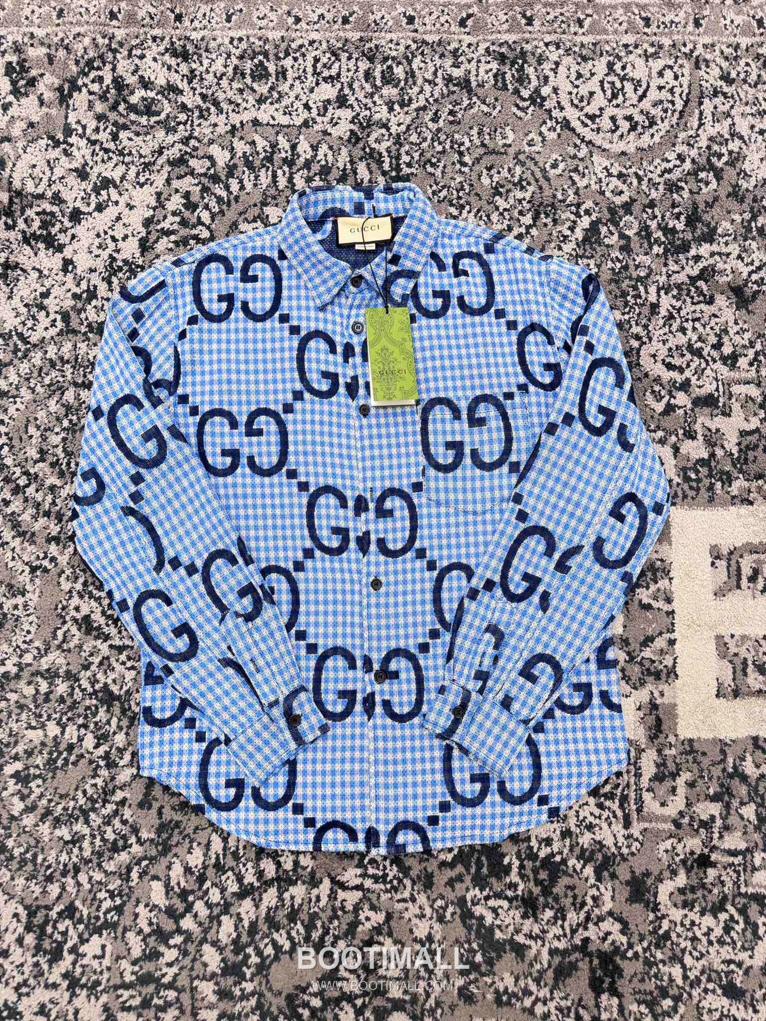 Gucci GG Check Shirt Cotton Blue 구찌 GG 체크 셔츠 코튼 블루 12