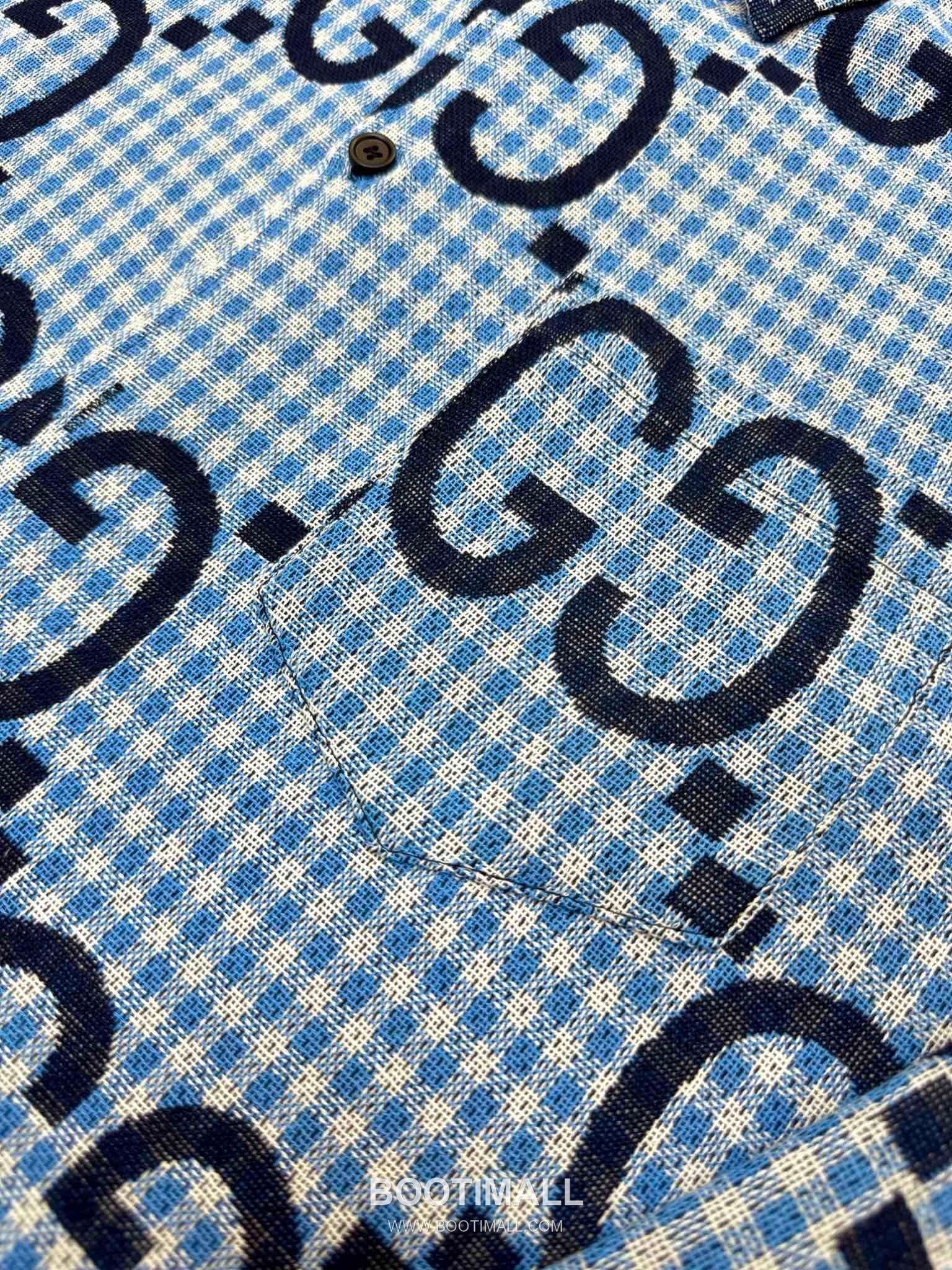Gucci GG Check Shirt Cotton Blue 구찌 GG 체크 셔츠 코튼 블루 15