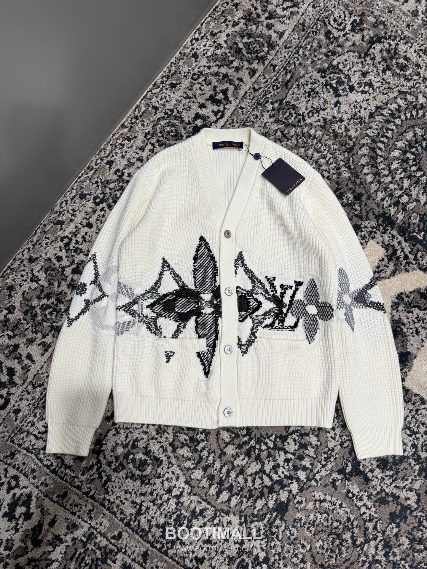 Louis Vuitton Floral Knit Cardigan Lamb Wool Black 루이비통 플로럴 니트 카디건 램스울 블랙 11