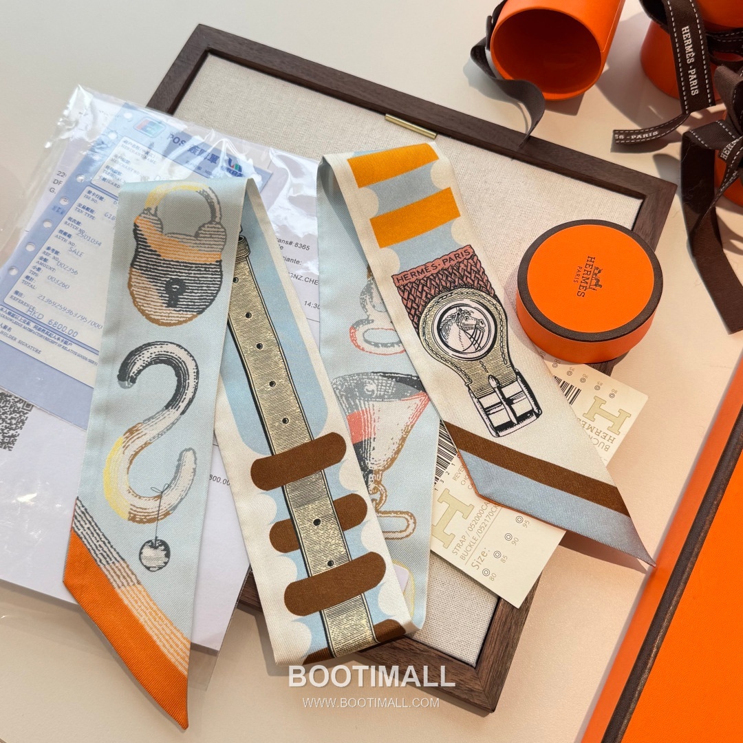 Hermes Twilly Silk Scarf Twill Silk Black 에르메스 트윌리 실크 스카프 실크 트윌 블랙 120cm 2