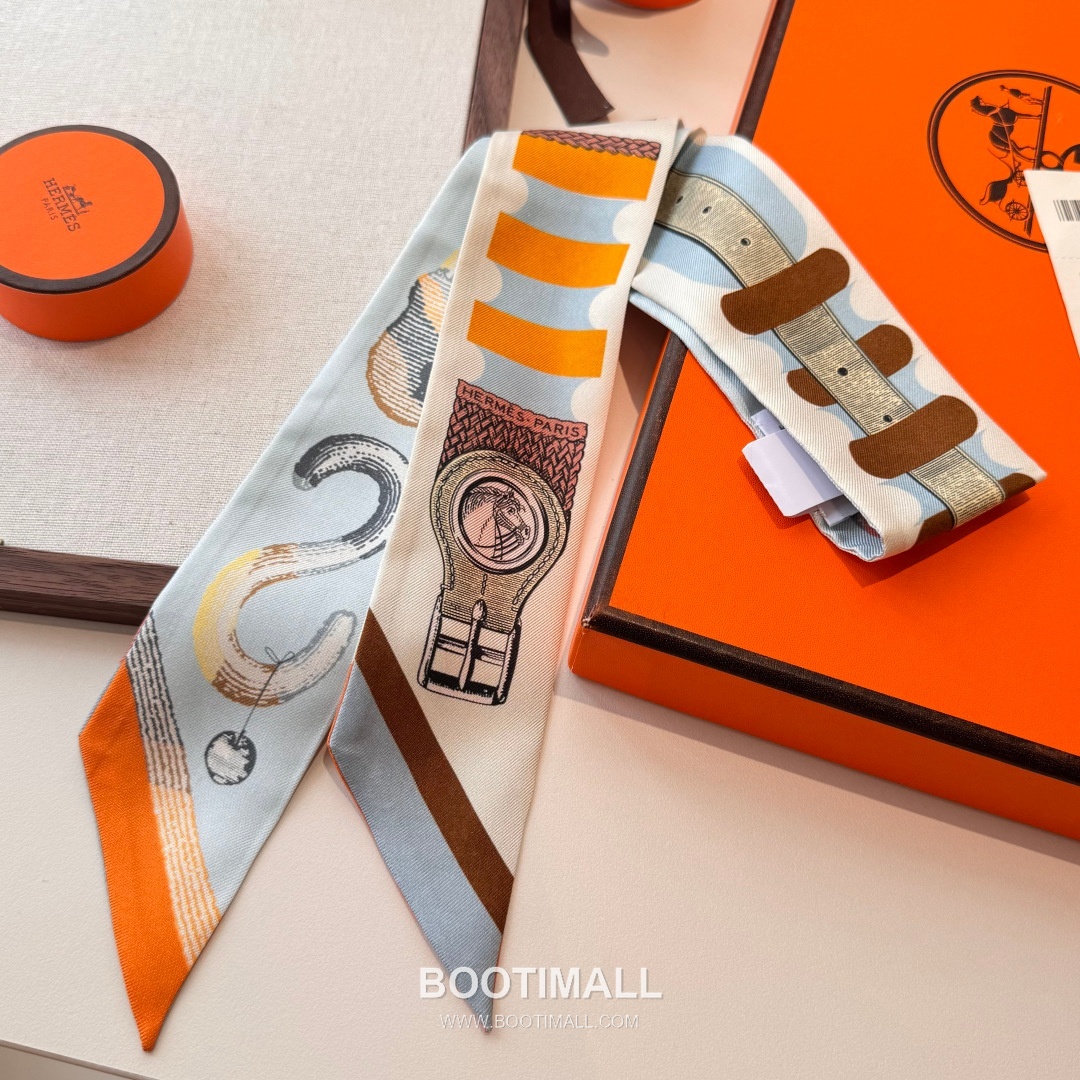 Hermes Twilly Silk Scarf Twill Silk Black 에르메스 트윌리 실크 스카프 실크 트윌 블랙 120cm 4