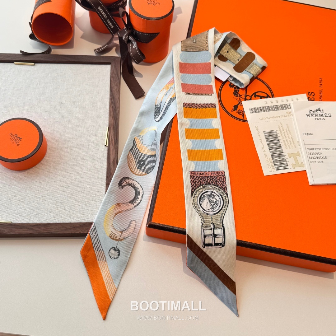 Hermes Twilly Silk Scarf Twill Silk Black 에르메스 트윌리 실크 스카프 실크 트윌 블랙 120cm 5