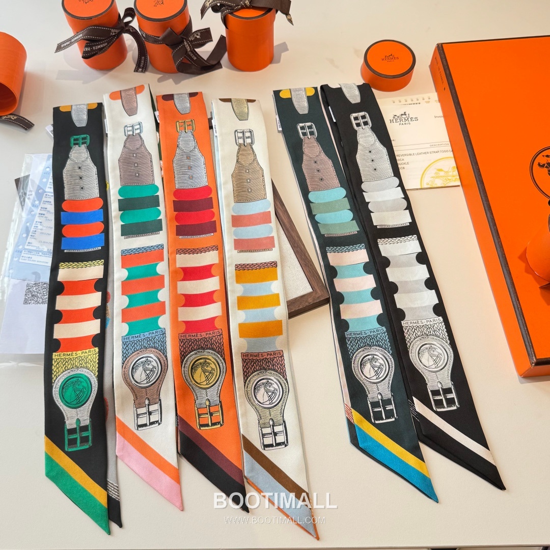 Hermes Twilly Silk Scarf Twill Silk Black 에르메스 트윌리 실크 스카프 실크 트윌 블랙 120cm 9