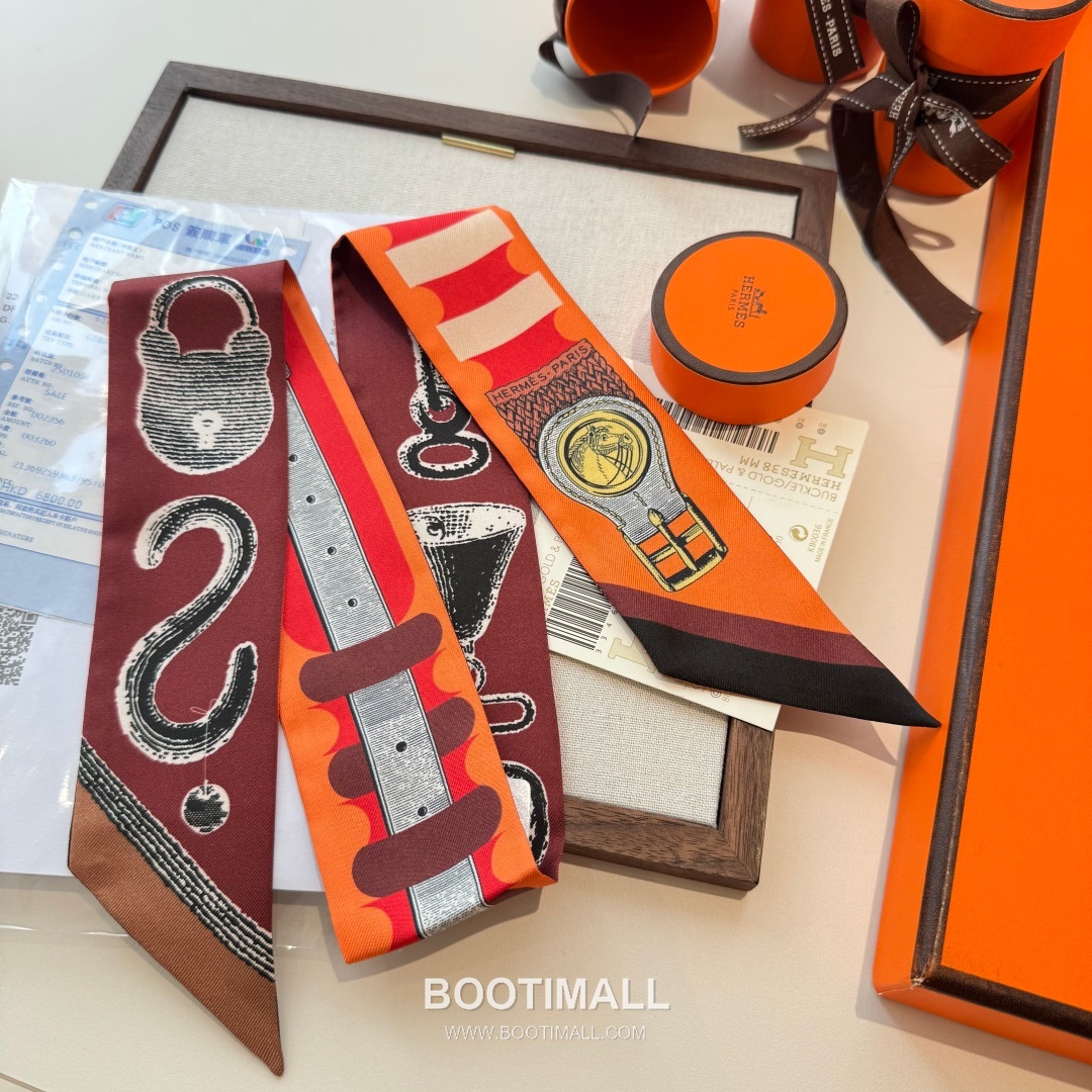 Hermes Twilly Silk Scarf Twill Silk Black 에르메스 트윌리 실크 스카프 실크 트윌 블랙 120cm 2