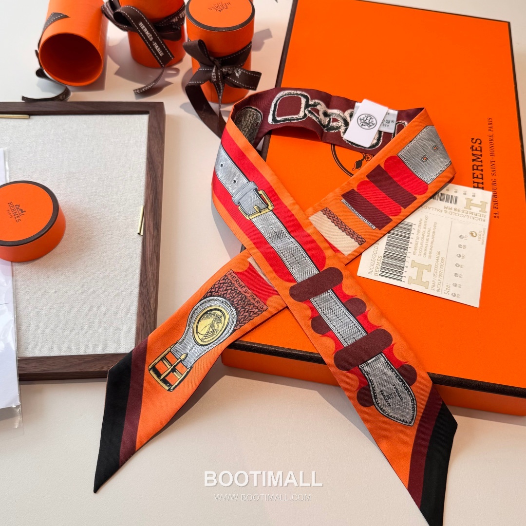 Hermes Twilly Silk Scarf Twill Silk Black 에르메스 트윌리 실크 스카프 실크 트윌 블랙 120cm 3