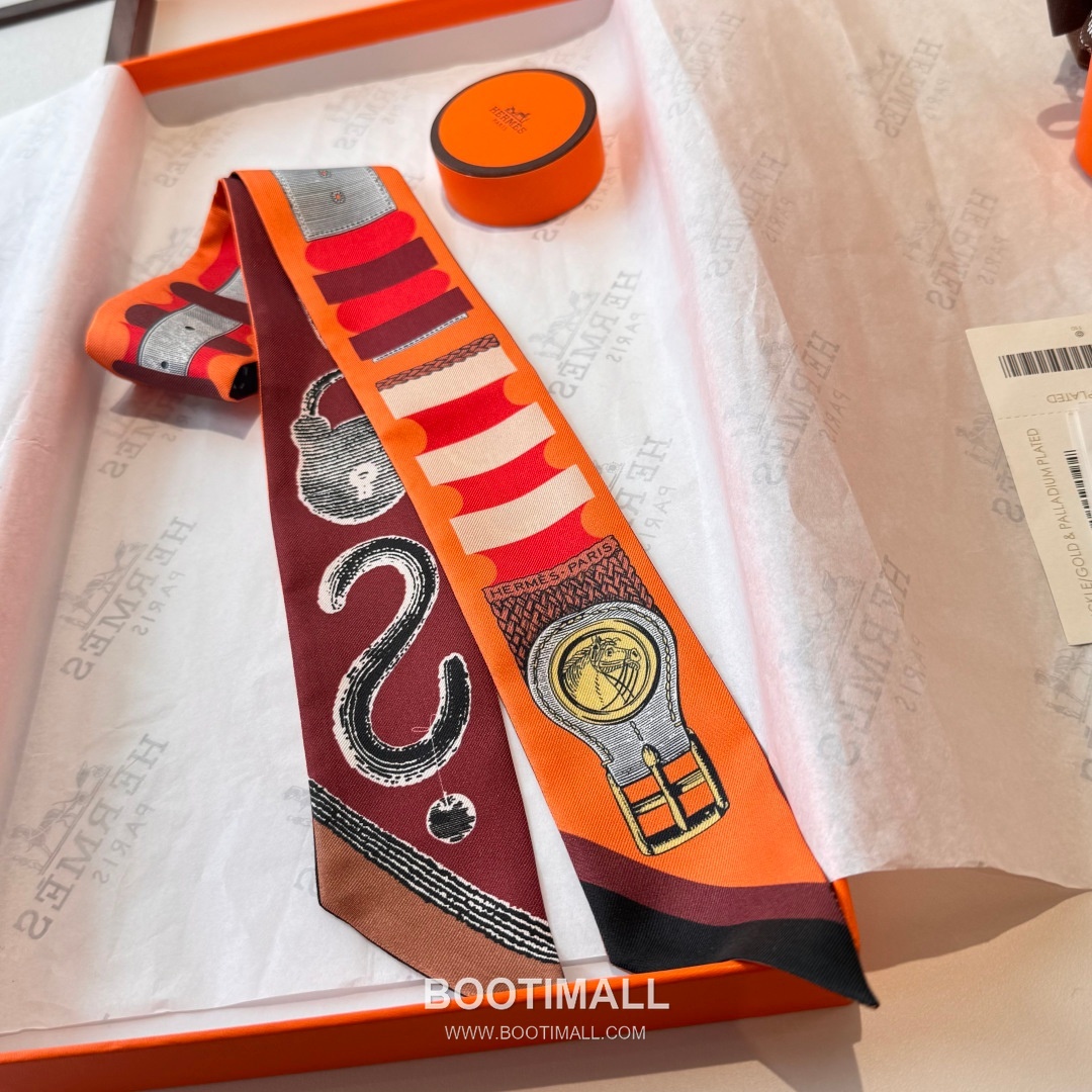 Hermes Twilly Silk Scarf Twill Silk Black 에르메스 트윌리 실크 스카프 실크 트윌 블랙 120cm 8