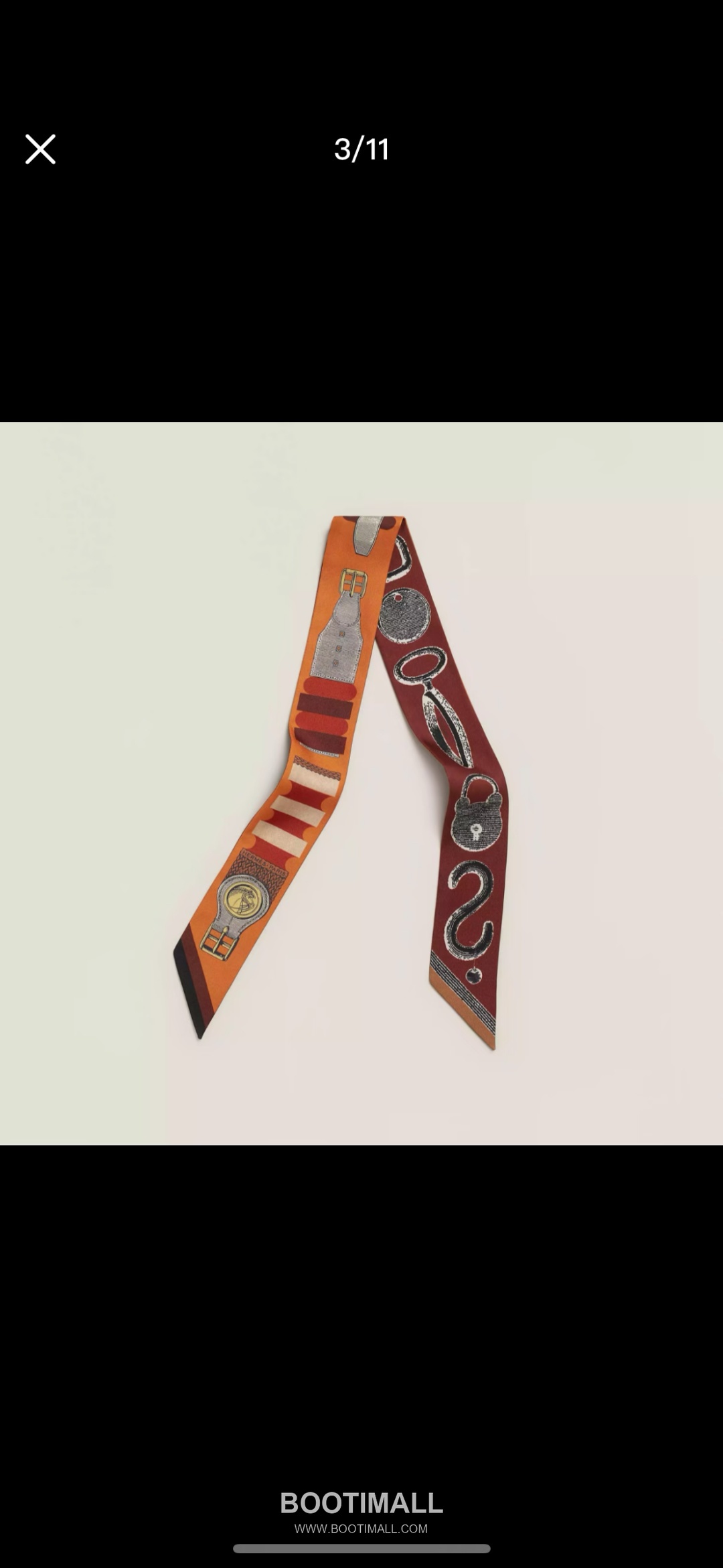 Hermes Twilly Silk Scarf Twill Silk Black 에르메스 트윌리 실크 스카프 실크 트윌 블랙 120cm 1