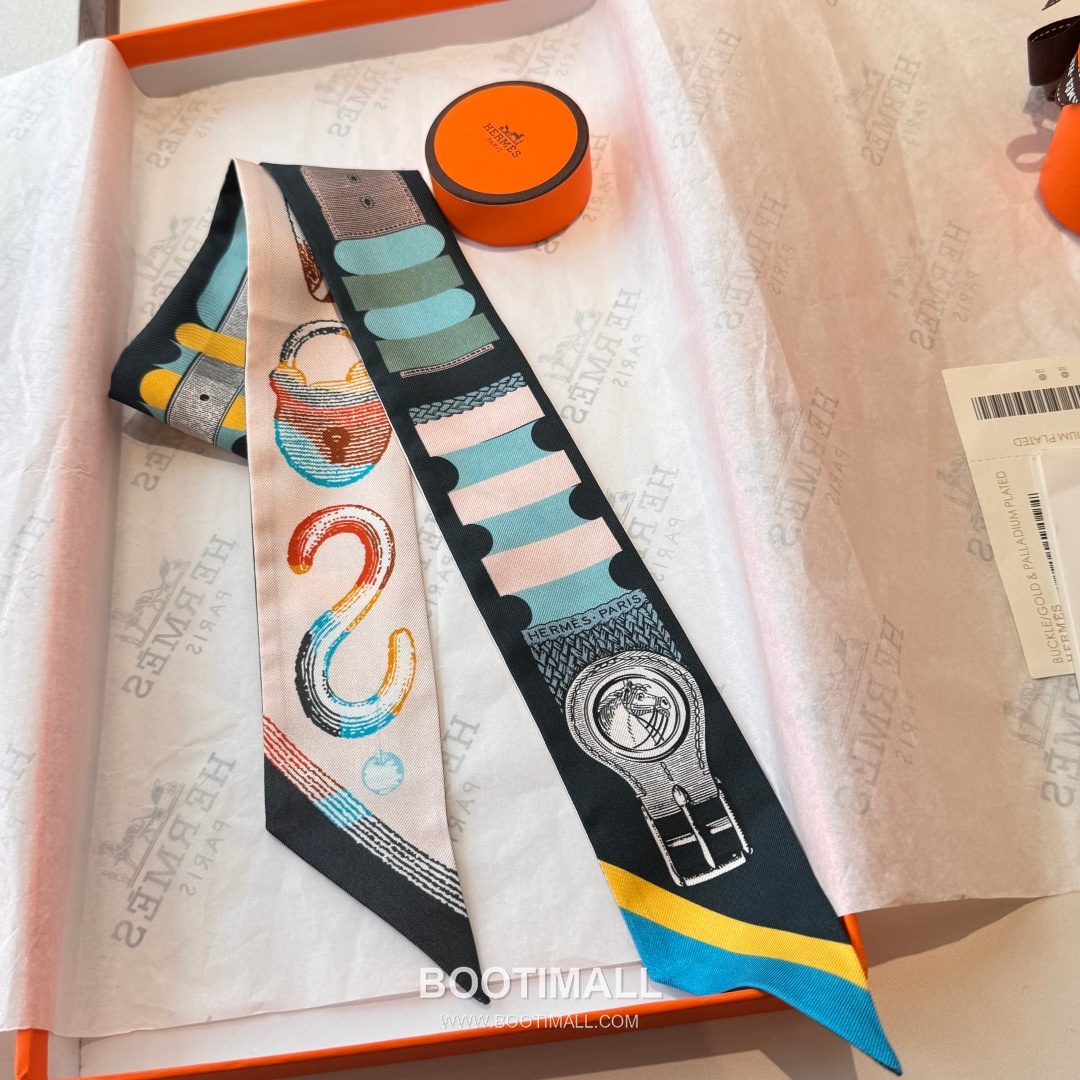 Hermes Twilly Silk Scarf Twill Silk Black 에르메스 트윌리 실크 스카프 실크 트윌 블랙 120cm 4