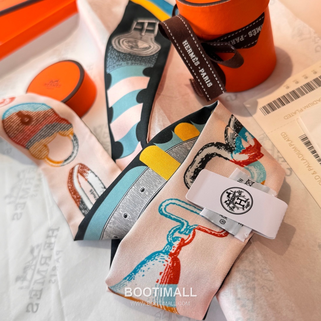 Hermes Twilly Silk Scarf Twill Silk Black 에르메스 트윌리 실크 스카프 실크 트윌 블랙 120cm 5