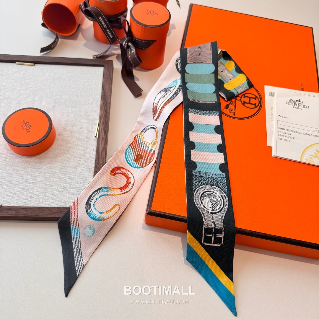 Hermes Twilly Silk Scarf Twill Silk Black 에르메스 트윌리 실크 스카프 실크 트윌 블랙 120cm 6