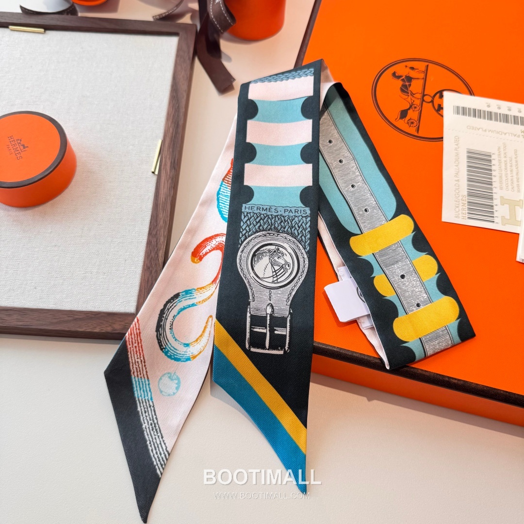 Hermes Twilly Silk Scarf Twill Silk Black 에르메스 트윌리 실크 스카프 실크 트윌 블랙 120cm 7