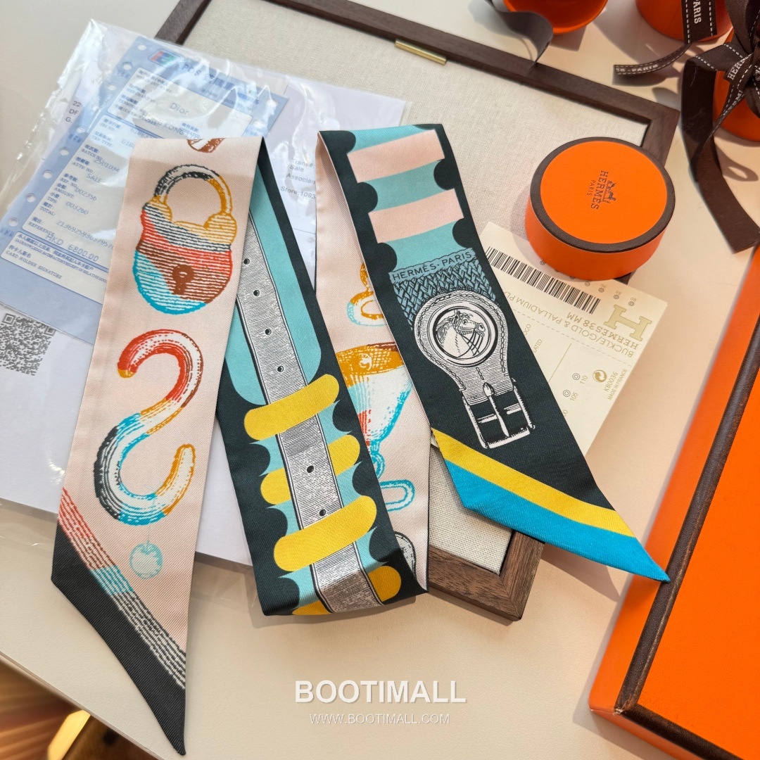 Hermes Twilly Silk Scarf Twill Silk Black 에르메스 트윌리 실크 스카프 실크 트윌 블랙 120cm 9