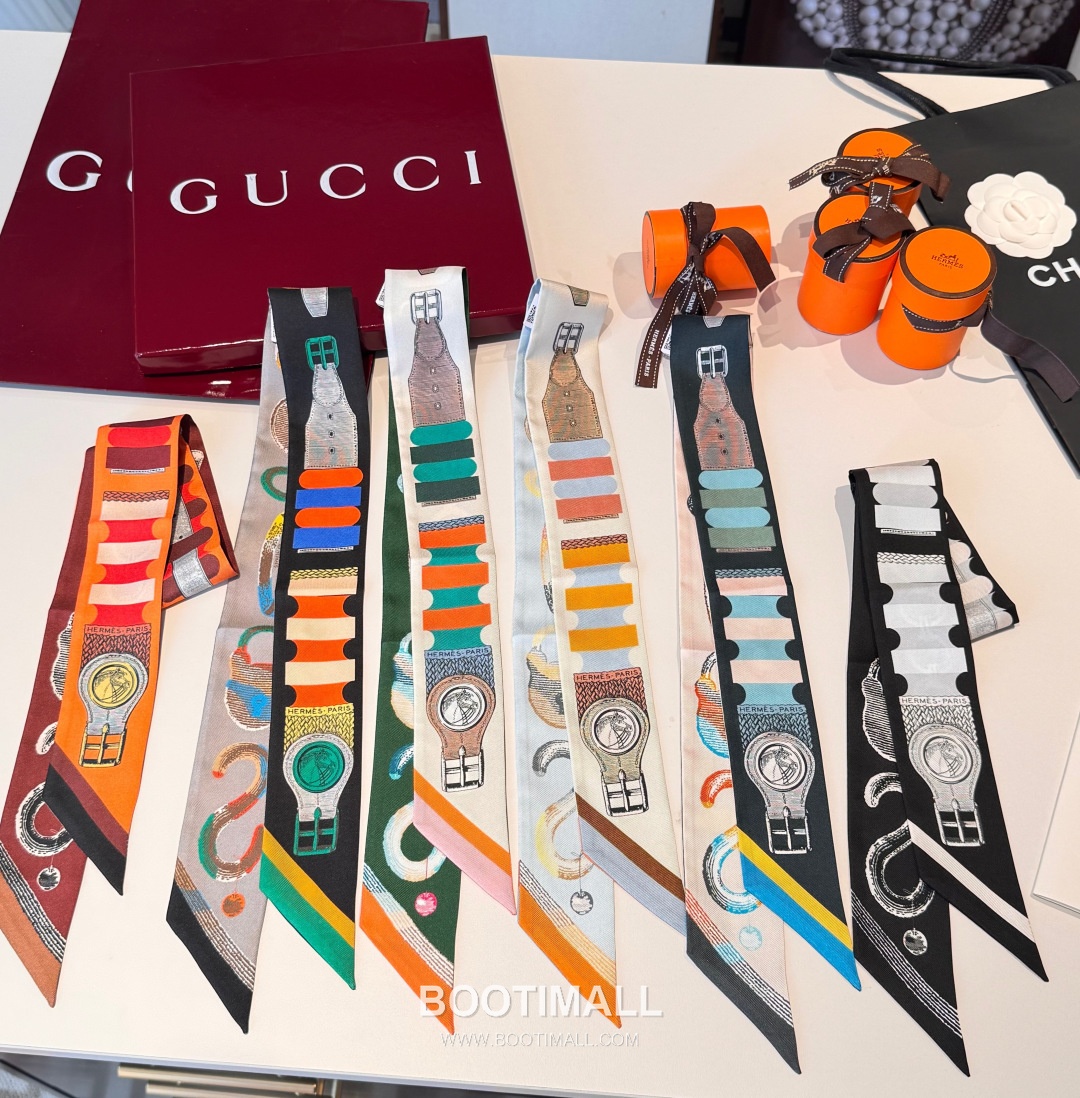 Hermes Twilly Silk Scarf Twill Silk Black 에르메스 트윌리 실크 스카프 실크 트윌 블랙 120cm 2