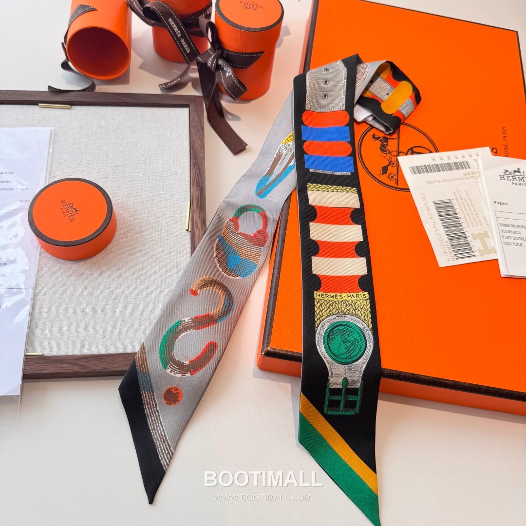 Hermes Twilly Silk Scarf Twill Silk Black 에르메스 트윌리 실크 스카프 실크 트윌 블랙 120cm 6