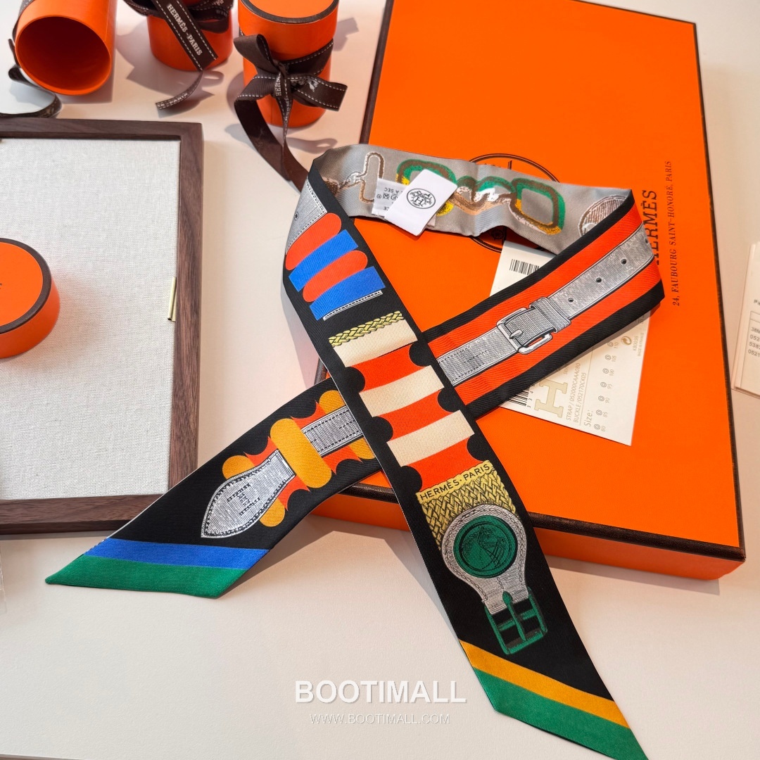 Hermes Twilly Silk Scarf Twill Silk Black 에르메스 트윌리 실크 스카프 실크 트윌 블랙 120cm 9