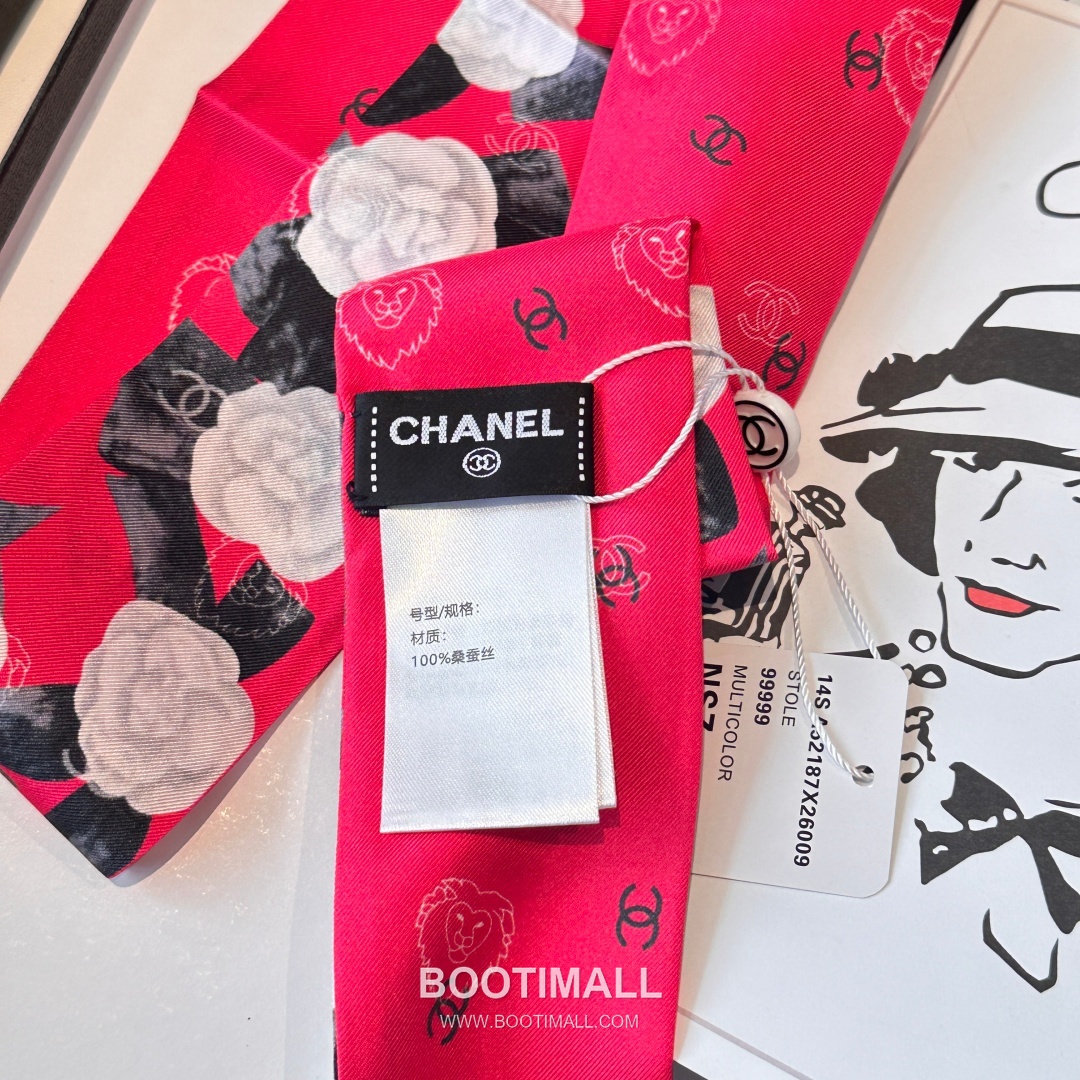 Hermes Camellia Twilly Silk Black Hair Scarf 에르메스 까멜리아 트윌리 실크 블랙 헤어 스카프 7