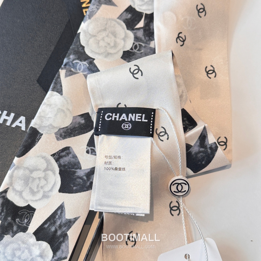 Hermes Camellia Twilly Silk Black Hair Scarf 에르메스 까멜리아 트윌리 실크 블랙 헤어 스카프 6