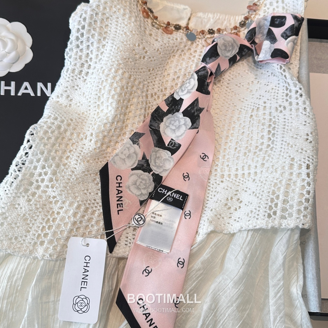 Hermes Camellia Twilly Silk Black Hair Scarf 에르메스 까멜리아 트윌리 실크 블랙 헤어 스카프 9