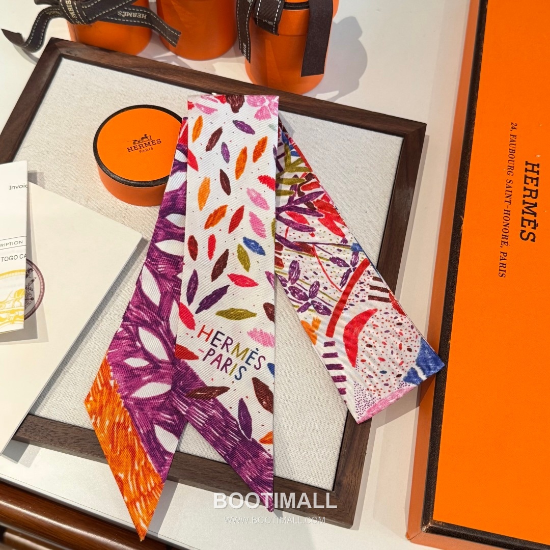 Hermes Kingdom of Birds Twilly Silk Twill Multicolor Belt 에르메스 버드 킹덤 트윌리 실크 트윌 멀티컬러 벨트 2