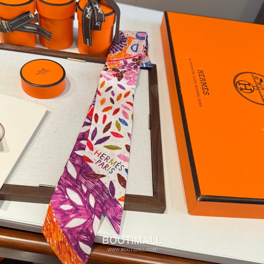 Hermes Kingdom of Birds Twilly Silk Twill Multicolor Belt 에르메스 버드 킹덤 트윌리 실크 트윌 멀티컬러 벨트 4