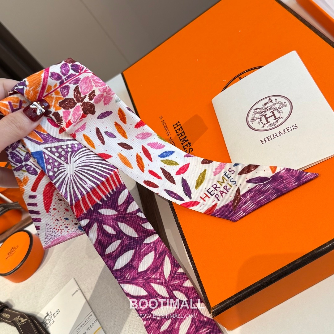 Hermes Kingdom of Birds Twilly Silk Twill Multicolor Belt 에르메스 버드 킹덤 트윌리 실크 트윌 멀티컬러 벨트 5