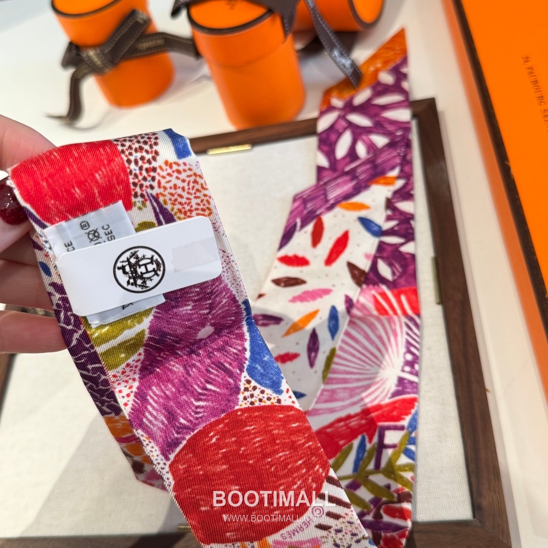 Hermes Kingdom of Birds Twilly Silk Twill Multicolor Belt 에르메스 버드 킹덤 트윌리 실크 트윌 멀티컬러 벨트 6