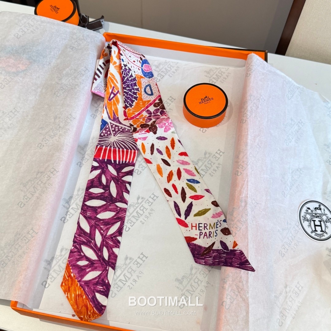 Hermes Kingdom of Birds Twilly Silk Twill Multicolor Belt 에르메스 버드 킹덤 트윌리 실크 트윌 멀티컬러 벨트 7