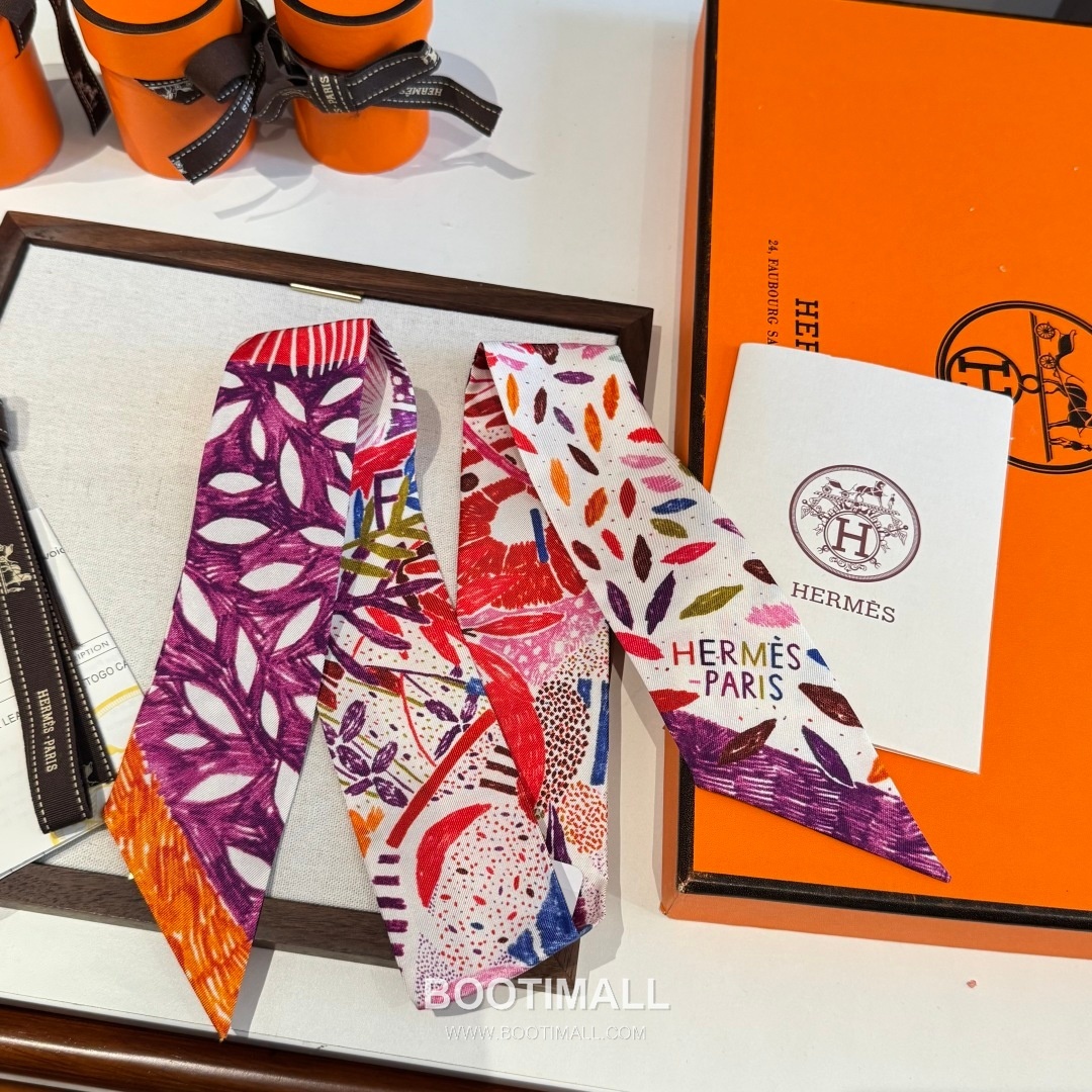 Hermes Kingdom of Birds Twilly Silk Twill Multicolor Belt 에르메스 버드 킹덤 트윌리 실크 트윌 멀티컬러 벨트 8