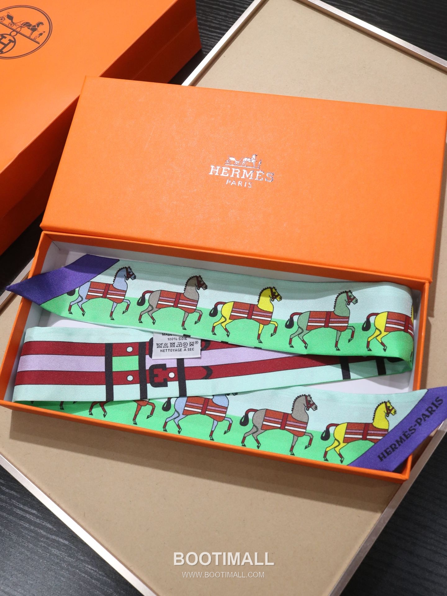 Hermes Printed Twill Ribbon Silk Twill Multicolor Ribbon Scarf 에르메스 프린트 트윌 리본 실크 트윌 멀티컬러 리본 스카프 86cm 3