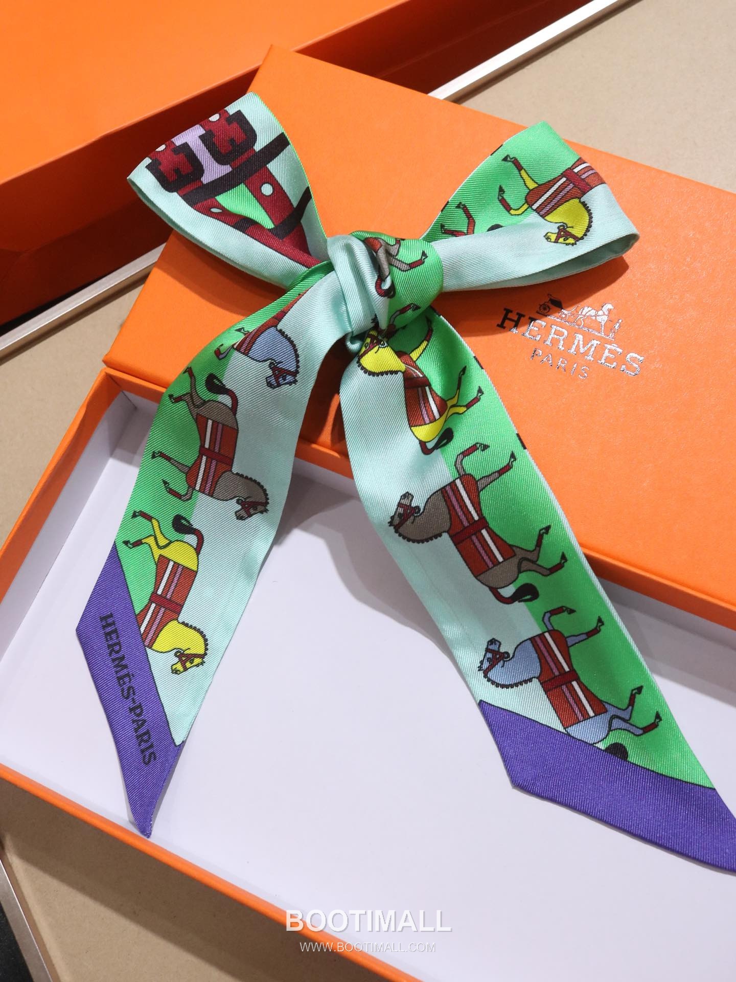 Hermes Printed Twill Ribbon Silk Twill Multicolor Ribbon Scarf 에르메스 프린트 트윌 리본 실크 트윌 멀티컬러 리본 스카프 86cm 4