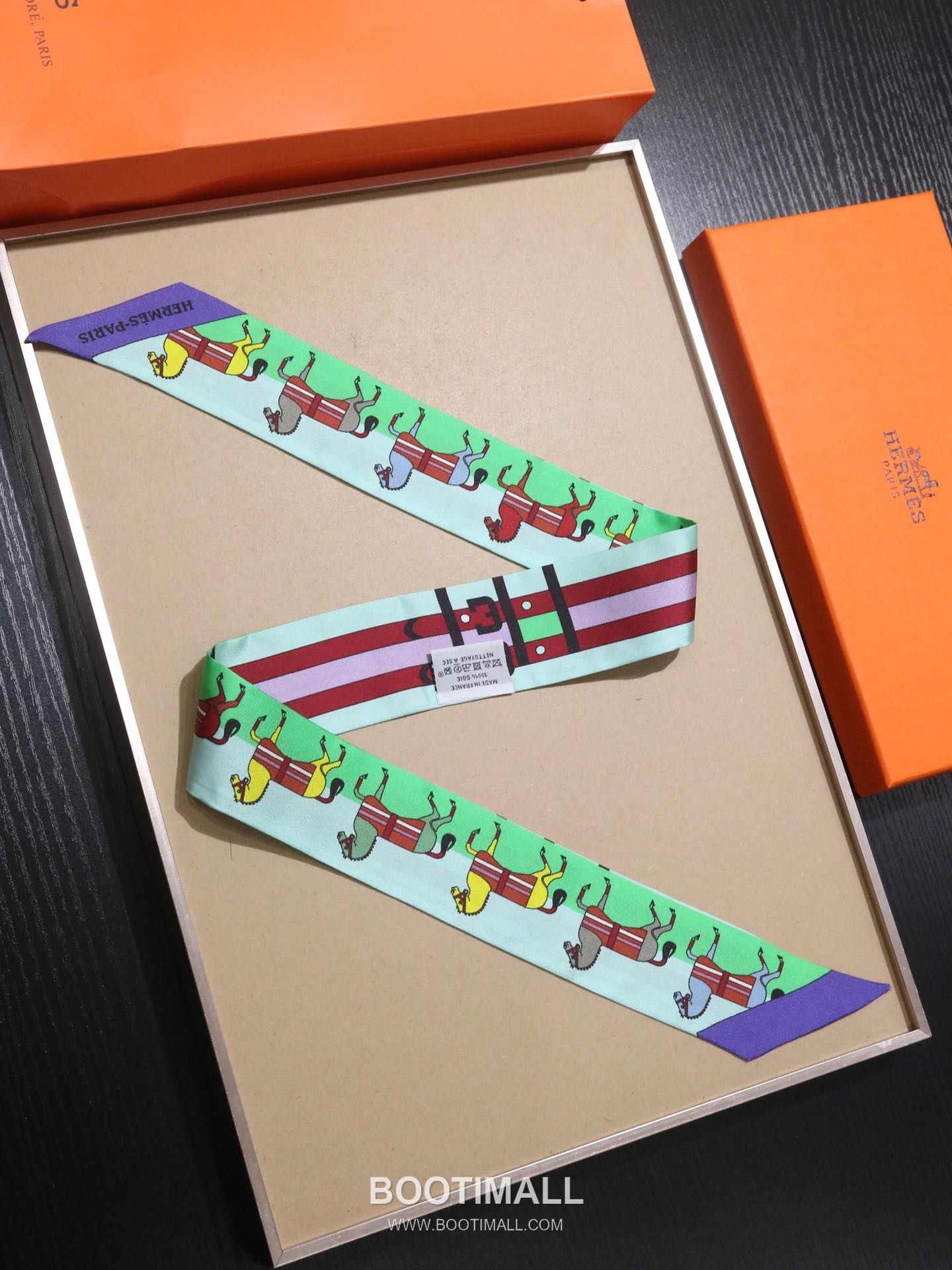 Hermes Printed Twill Ribbon Silk Twill Multicolor Ribbon Scarf 에르메스 프린트 트윌 리본 실크 트윌 멀티컬러 리본 스카프 86cm 7