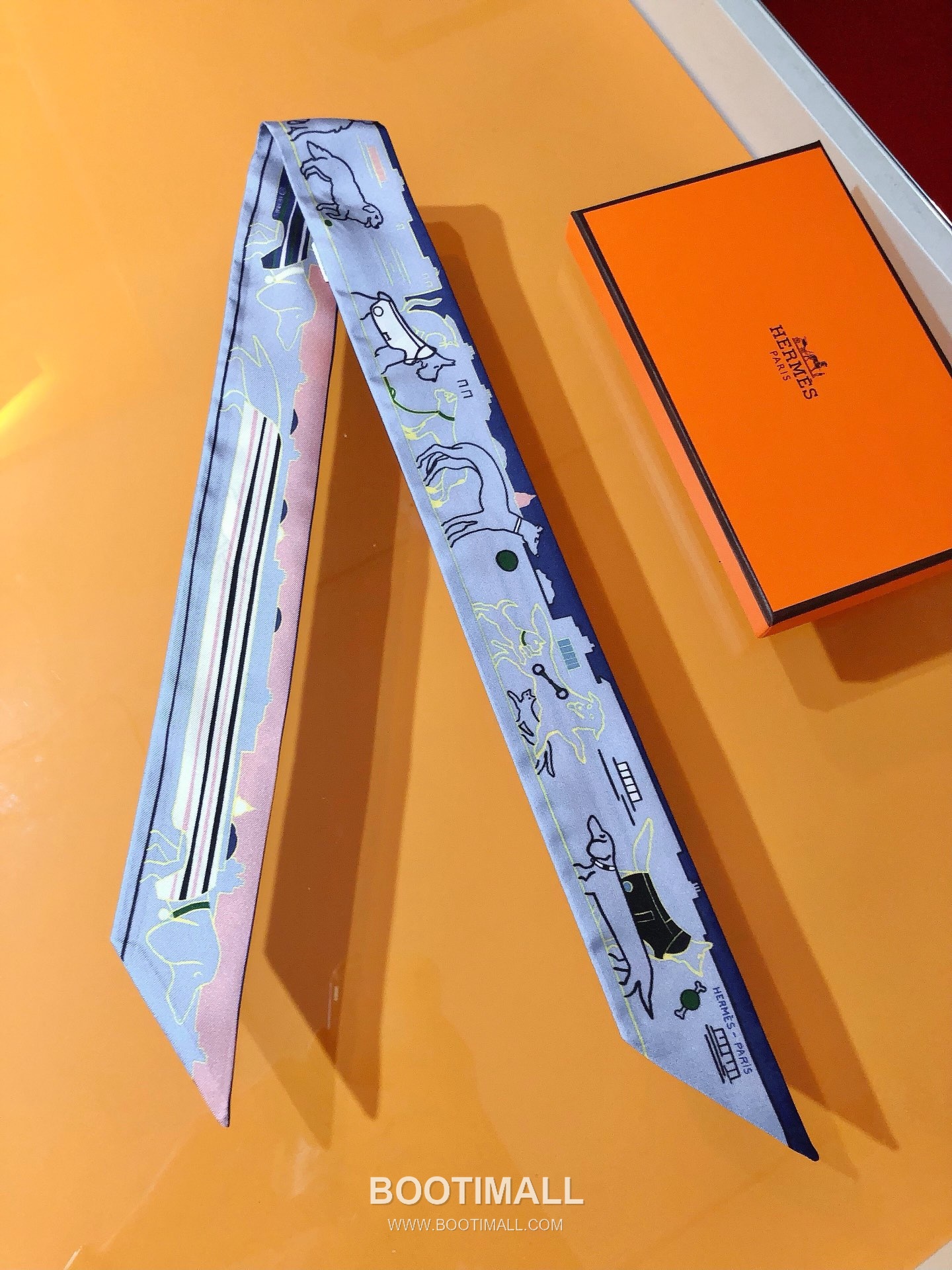 Hermes Paris Dog Twilly Silk Twill Multicolor Twilly Scarf 에르메스 파리 애견 트윌리 실크 트윌 멀티컬러 트윌리 스카프 86cm 3