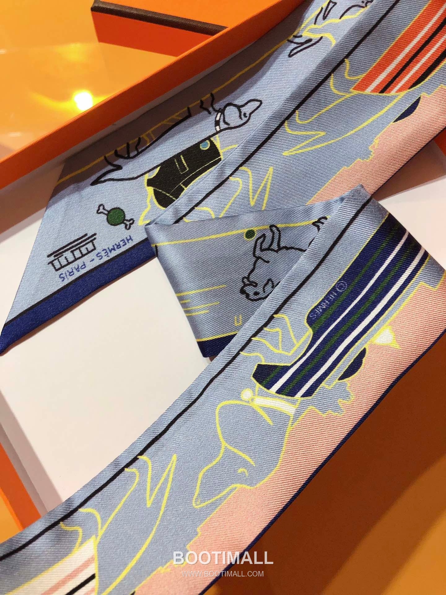 Hermes Paris Dog Twilly Silk Twill Multicolor Twilly Scarf 에르메스 파리 애견 트윌리 실크 트윌 멀티컬러 트윌리 스카프 86cm 7