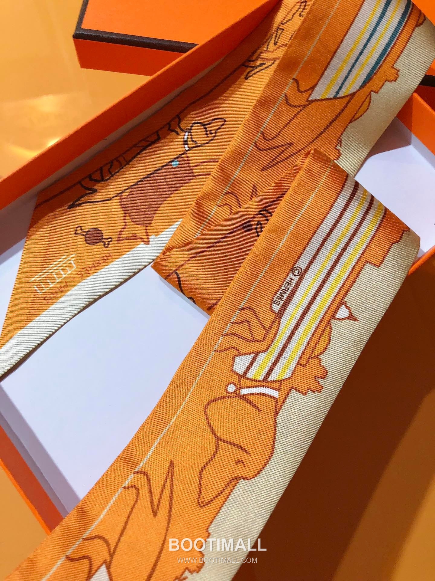 Hermes Paris Dog Twilly Silk Twill Multicolor Twilly Scarf 에르메스 파리 애견 트윌리 실크 트윌 멀티컬러 트윌리 스카프 86cm 7