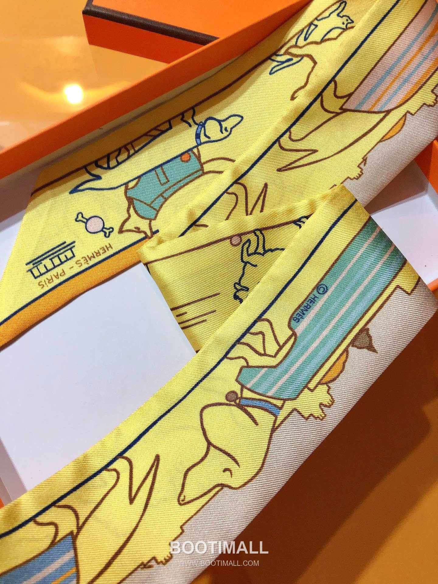 Hermes Paris Dog Twilly Silk Twill Multicolor Twilly Scarf 에르메스 파리 애견 트윌리 실크 트윌 멀티컬러 트윌리 스카프 86cm 7