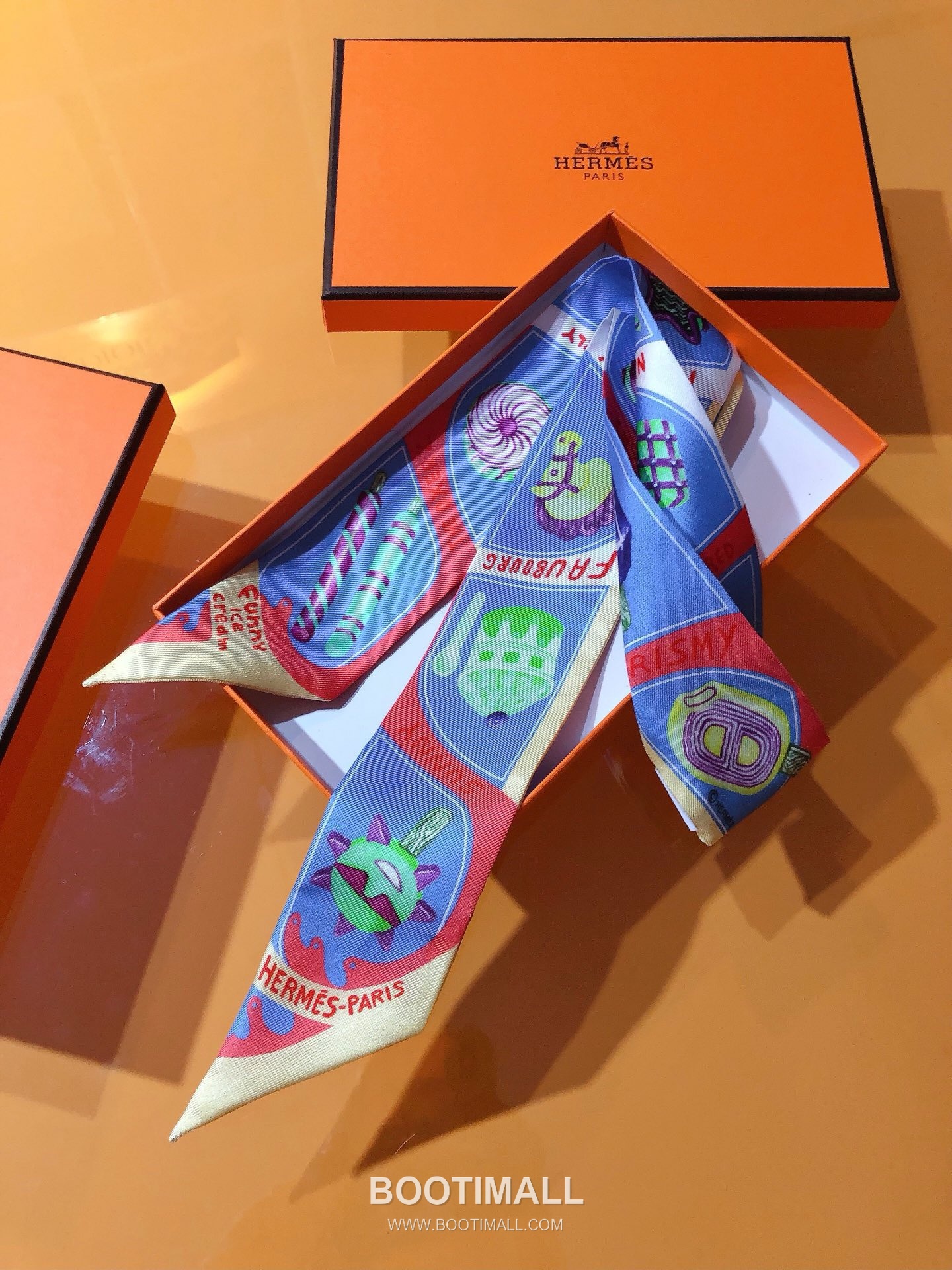 Hermes Twilly Silk Ribbon Silk Twill Multicolor Twilly Scarf 에르메스 트윌리 실크 리본 실크 트윌 멀티컬러 트윌리 스카프 86cm 4